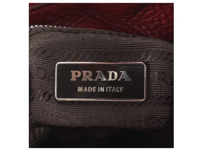 Tote Borsa a tracolla in pelle e nylon Tessuto con logo triangolare Prada Rosso - vista 9