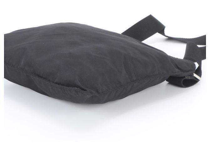 Bolsa de ombro em couro e nylon Tessuto com logo triangular Prada Preto - vista 4