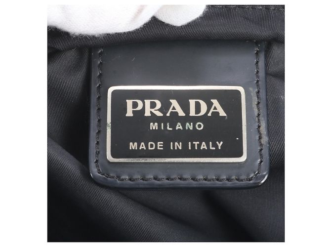 Bolsa de ombro em couro e nylon Tessuto com logo triangular Prada Preto - vista 9
