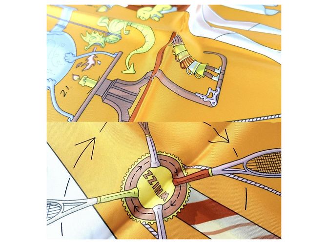 Hermès Hermes Carre 90 TEA FOR TWO Pañuelo de Seda Grande Multicolor Naranja - vista 4