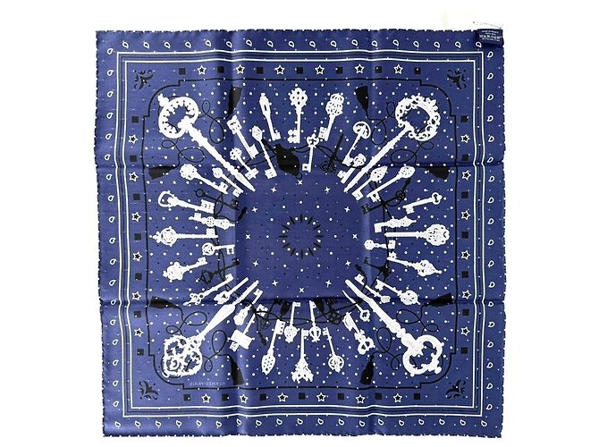 Hermès Hermes Carre 55 Les Cles Seidentuch Navy Marineblau - Ansicht 2