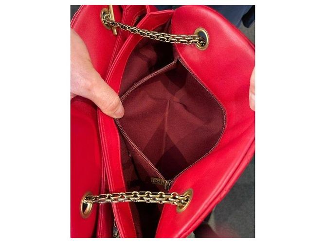 Borsa Chanel Mademoiselle Bowling pelle d'agnello rossa — Serie 14 Rosso - vista 5