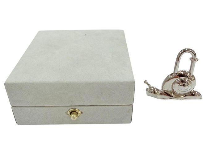 Hermès HERMES Vintage La Route Padlock Snail Metal Charm Argento - vista 2