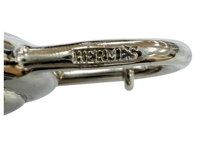Hermès HERMES Vintage La Route Padlock Snail Metal Charm Argento - vista 7