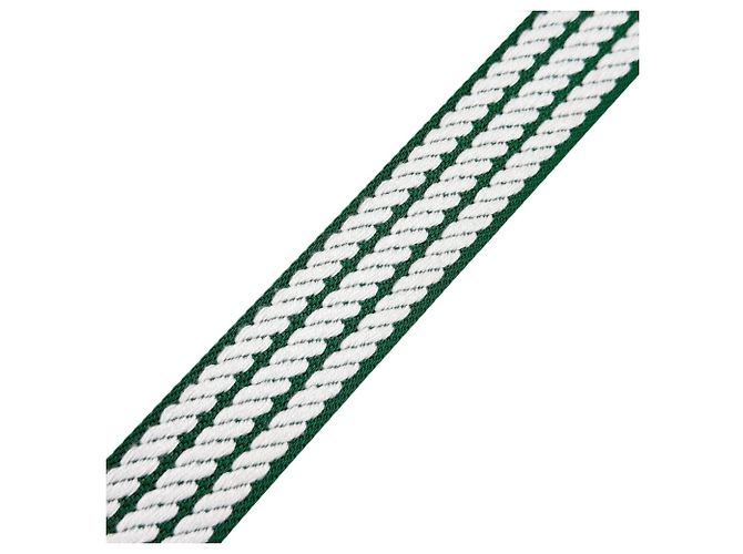 Hermès Hermes Schultergurt aus Leder und Canvas Weiß Grün - Ansicht 3