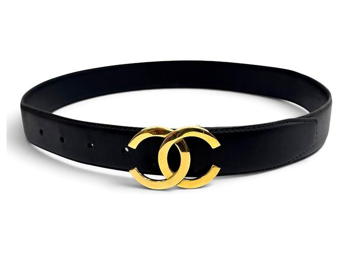 Chanel Vintage Coco Mark Ledergürtel Schwarz - Ansicht 2