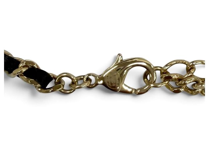 Collana a catena Chanel Coco Mark in pelle con stella e quadrifoglio Nero D'oro - vista 10