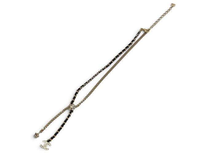 Collana a catena Chanel Coco Mark in pelle con stella e quadrifoglio Nero D'oro - vista 5