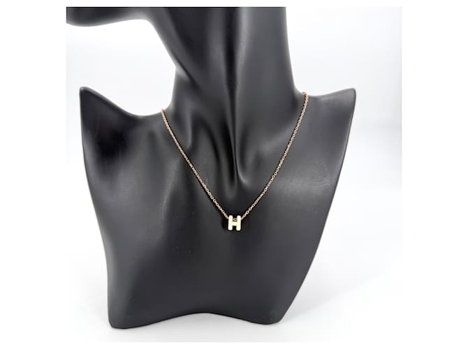 Hermès Collana Hermes Pop H Mini D'oro Bianco sporco - vista 2
