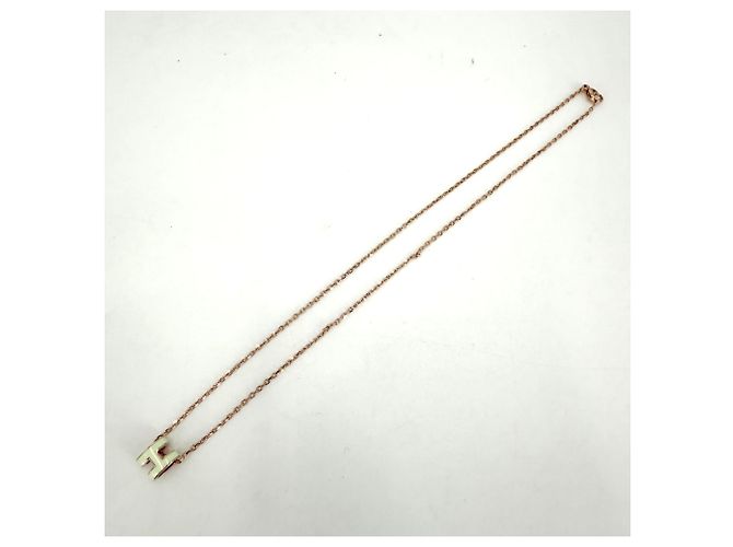 Hermès Collana Hermes Pop H Mini D'oro Bianco sporco - vista 4