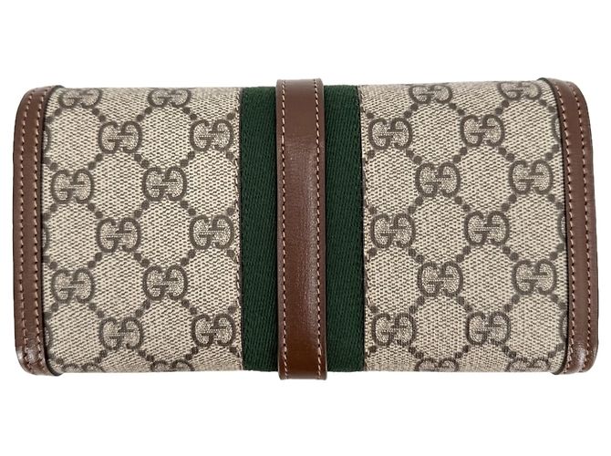 Portafoglio a Spalla con Catena Gucci Marrone Beige - vista 2