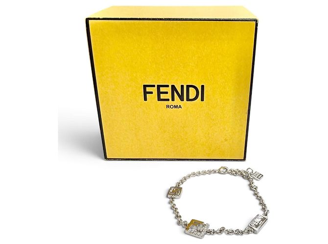 Bracciale a catena con cristalli Fendi Forever FF Logo Argento - vista 2