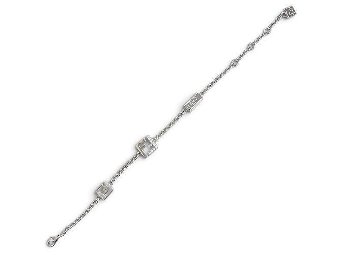 Bracciale a catena con cristalli Fendi Forever FF Logo Argento - vista 3