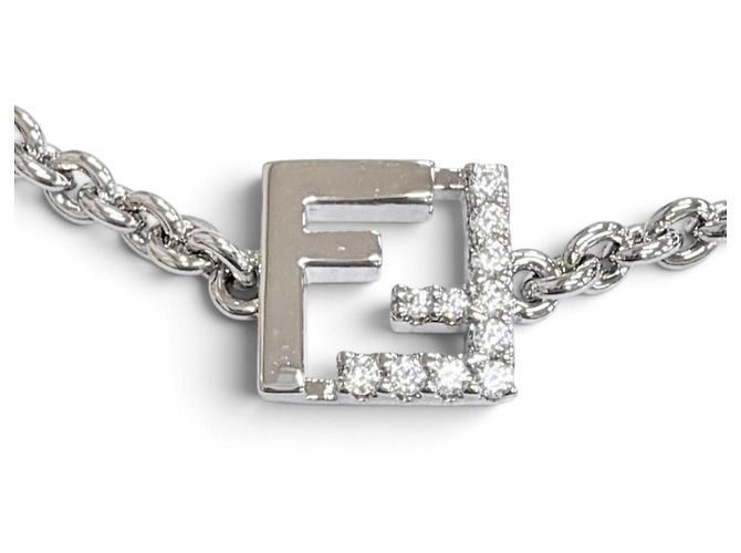 Bracciale a catena con cristalli Fendi Forever FF Logo Argento - vista 4