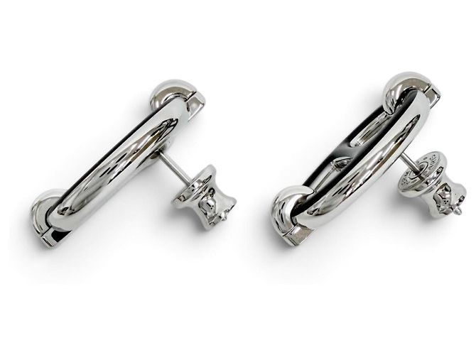 Hermès Orecchini Hermes Mini Maillon Silver Chaine d'Ancre Nero Argento - vista 4