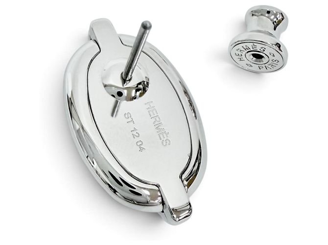 Hermès Orecchini Hermes Mini Maillon Silver Chaine d'Ancre Nero Argento - vista 5