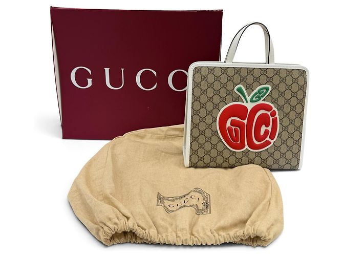 Borsa tote Gucci GG Supreme per bambini Bianco Rosso Beige - vista 2