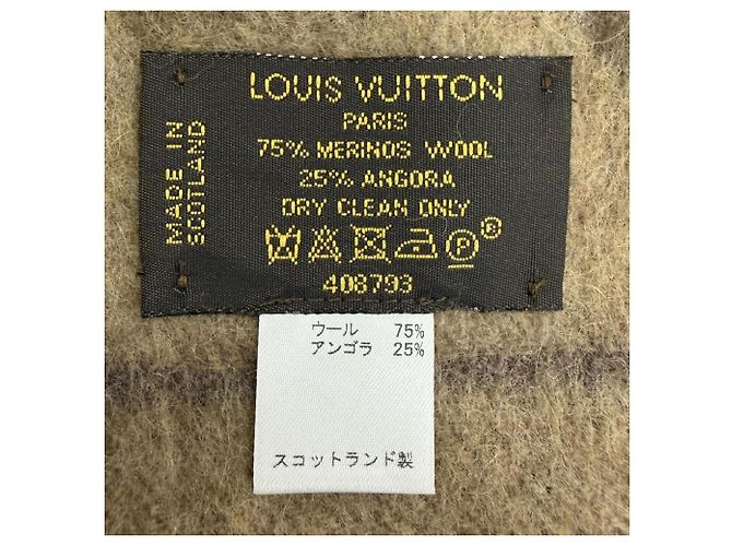 Stola Cardiff in lana e angora Louis Vuitton Marrone Blu navy - vista 6