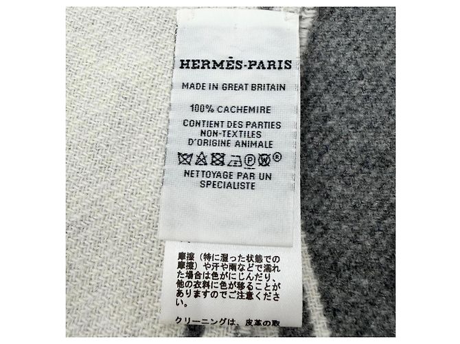 Hermès Stola Hermes Cle de H in cashmere e pelle Marrone - vista 6