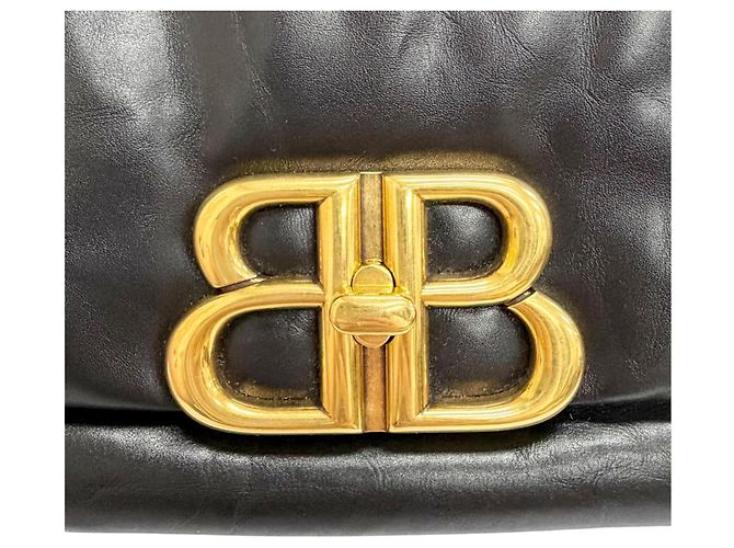 Balenciaga 787896 Monaco Leather Sling Bag Nero - vista 10