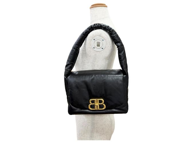 Balenciaga 787896 Monaco Leather Sling Bag Nero - vista 3