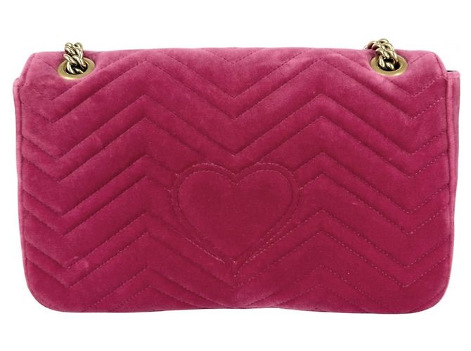 Gucci GG Marmont Schultertasche aus rosa Velours Pink - Ansicht 2