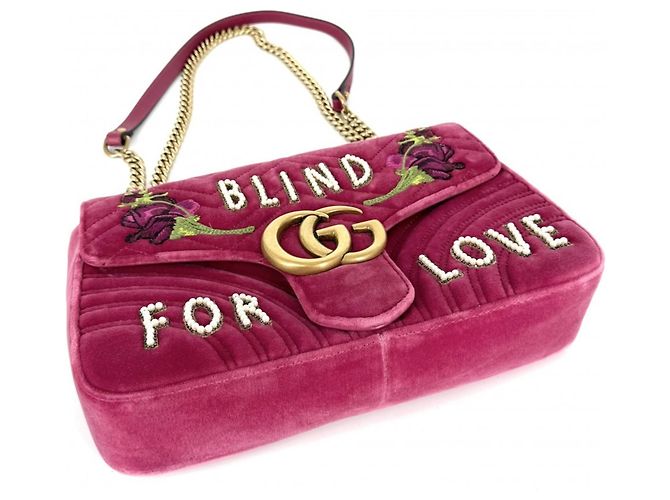 Gucci GG Marmont Schultertasche aus rosa Velours Pink - Ansicht 3