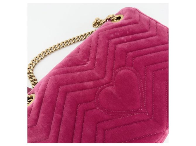 Gucci GG Marmont Schultertasche aus rosa Velours Pink - Ansicht 8