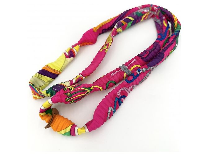 Hermès Collana in seta Hermes Petit H Multicolore - vista 3