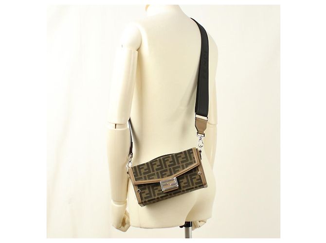 Baguette Borsa in jacquard marrone da uomo Fendi - vista 8