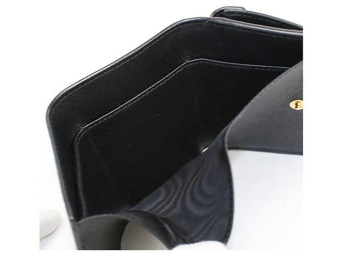 Portafoglio Prada tri-fold in pelle di vitello nera Nero - vista 4