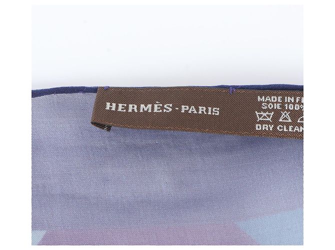 Foulard di seta blu Hermès - vista 6