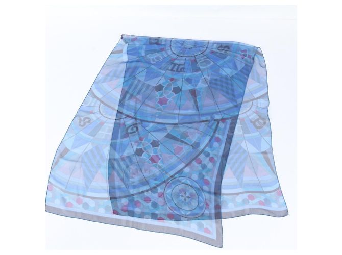 Hermès Foulard di seta blu Hermes - vista 3