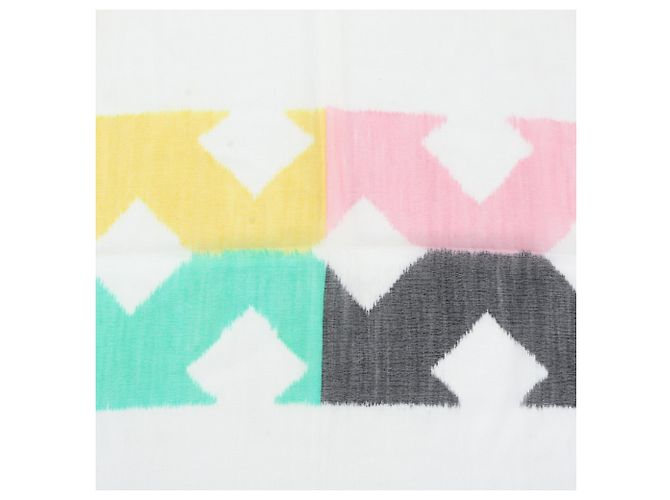 Hermès Hermes Carre Géant 140 Ikat H-Net Sciarpa in Cashmere e Seta Nero Rosa Bianco Verde Giallo - vista 6