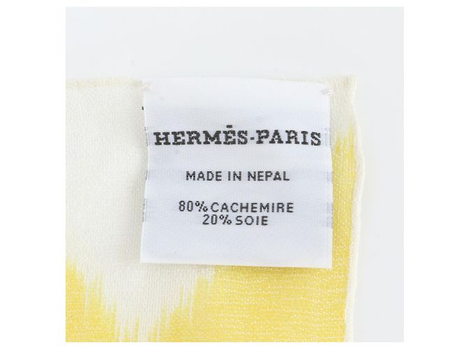 Hermès Hermes Carre Géant 140 Ikat H-Net Sciarpa in Cashmere e Seta Nero Rosa Bianco Verde Giallo - vista 7