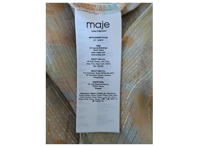 Maje Rufflino Maxikleid mit Rüschen und Blumenprint Weiß Beige Gelb Metallisch - Ansicht 9