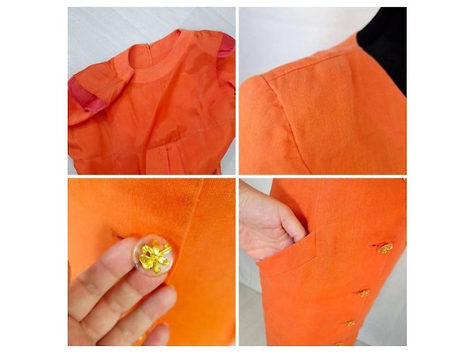 Valentino orange Leinenkleid 1990s - Ansicht 10