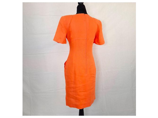 Valentino orange Leinenkleid 1990s - Ansicht 2
