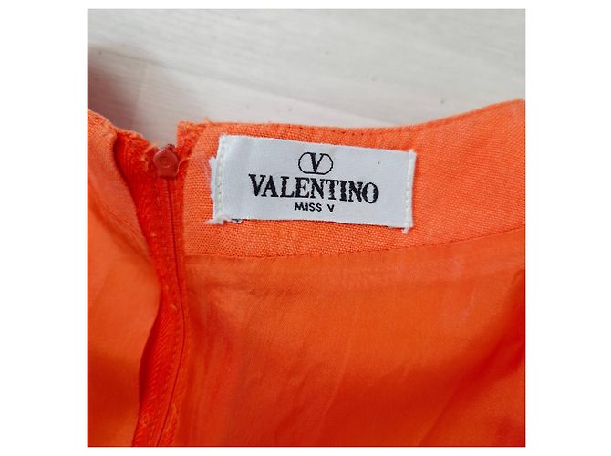 Valentino orange Leinenkleid 1990s - Ansicht 3