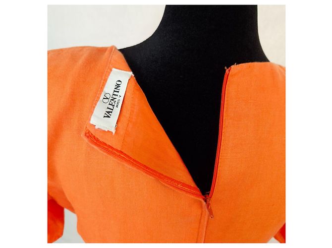Valentino orange Leinenkleid 1990s - Ansicht 4