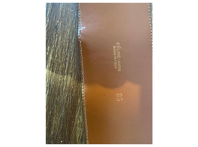 Céline breiter Ledergürtel braun mit goldener Schnalle - Ansicht 17