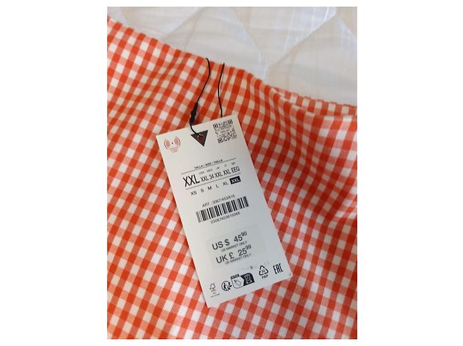 Zara karierter Skort in Orange-Weiß - Ansicht 11