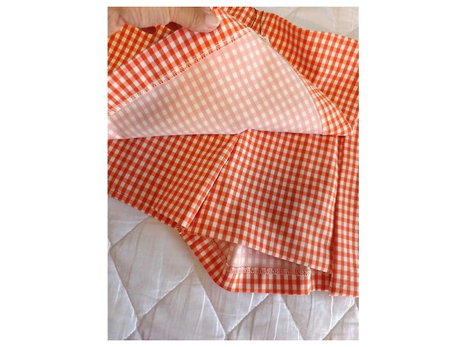 Zara karierter Skort in Orange-Weiß - Ansicht 3