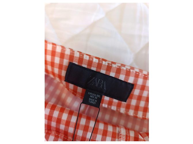 Zara karierter Skort in Orange-Weiß - Ansicht 7