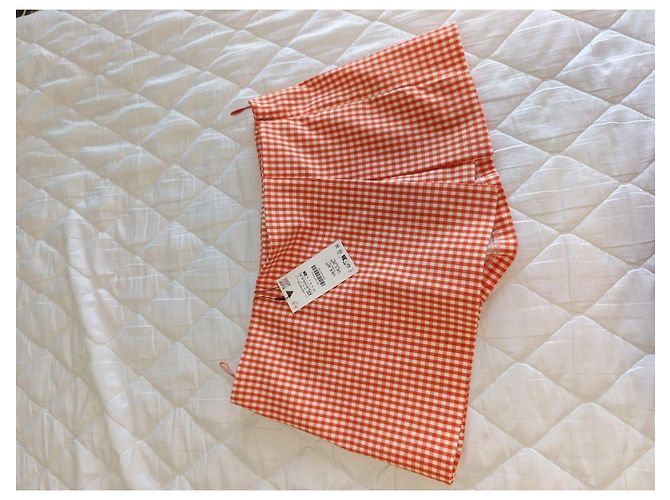 Zara karierter Skort in Orange-Weiß - Ansicht 8