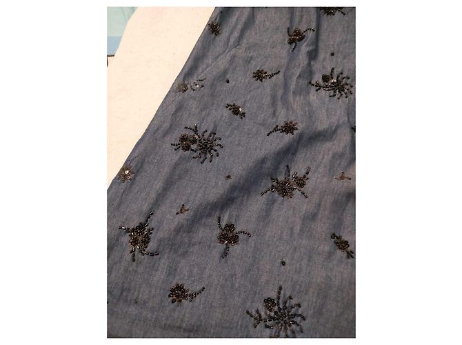 Zara Abito in denim blu con paillettes - vista 10