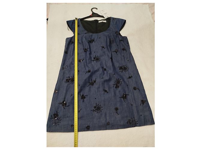 Zara Abito in denim blu con paillettes - vista 13