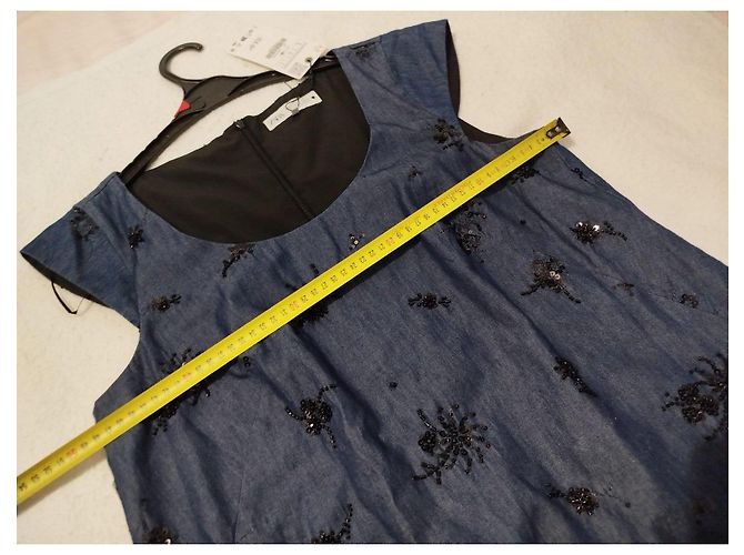 Zara Abito in denim blu con paillettes - vista 16