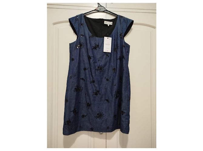 Zara Abito in denim blu con paillettes - vista 18