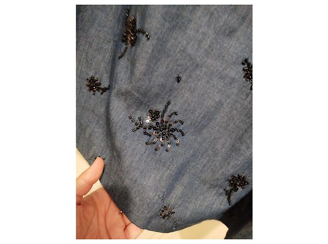 Zara Abito in denim blu con paillettes - vista 3